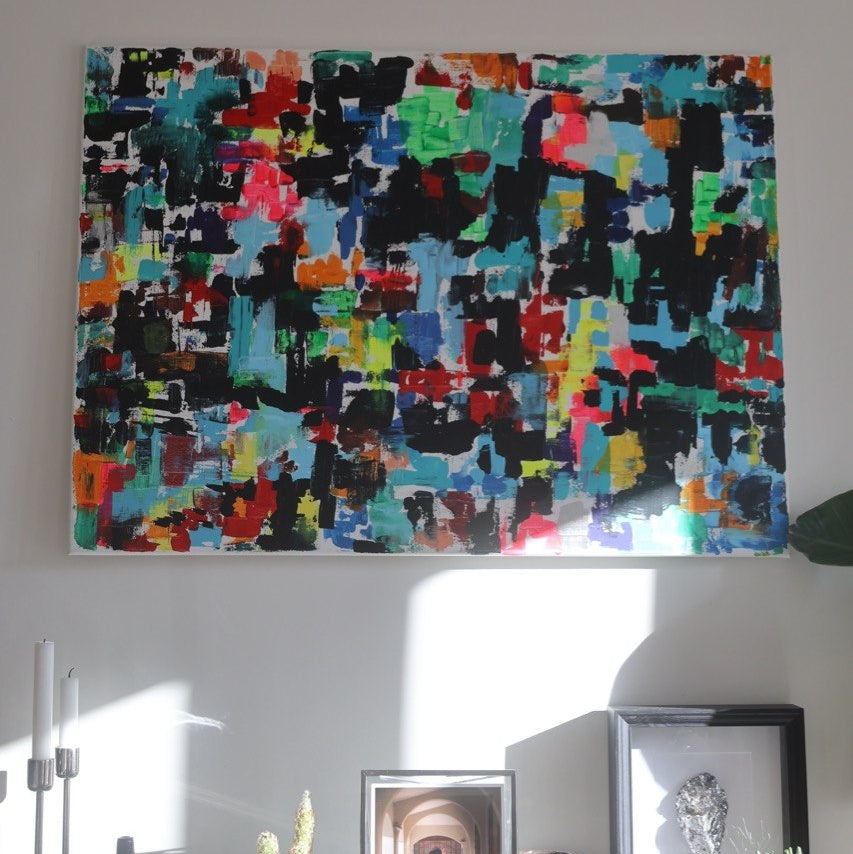 Bright abstract painting with colorful geometric brushstrokes – Lily Glow Decor