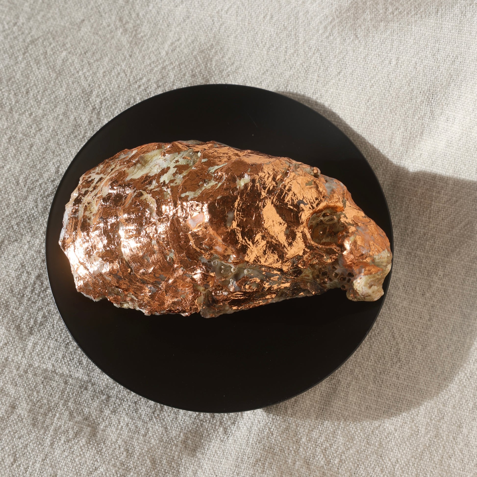 Round black candleholder with seashell candle by Lily Glow Decor