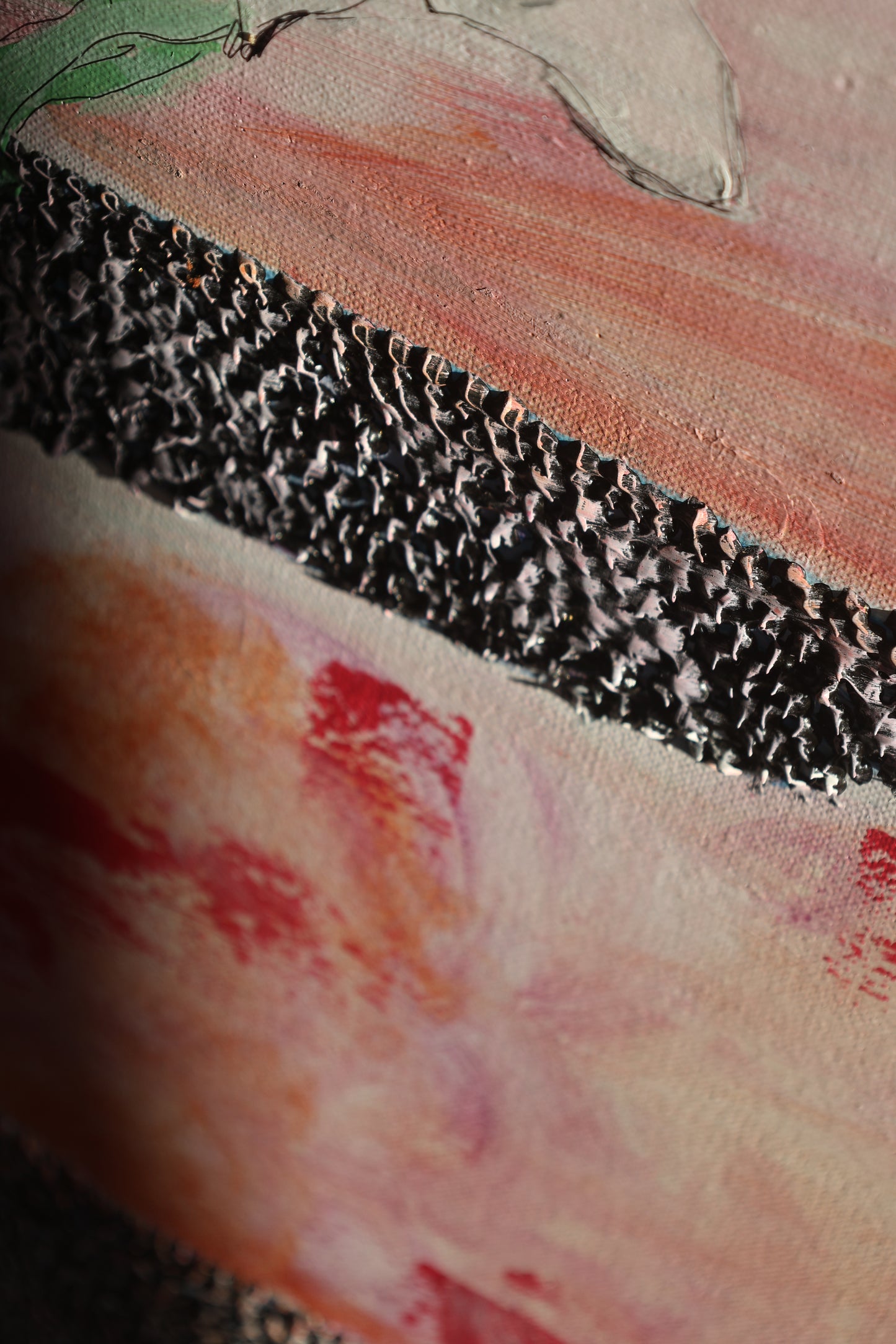 Abstract feminine silhouette with gold leaf on pink canvas – Lily Glow Home Decor