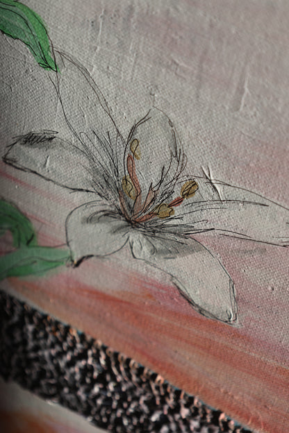 Abstract feminine silhouette with gold leaf on pink canvas – Lily Glow Home Decor