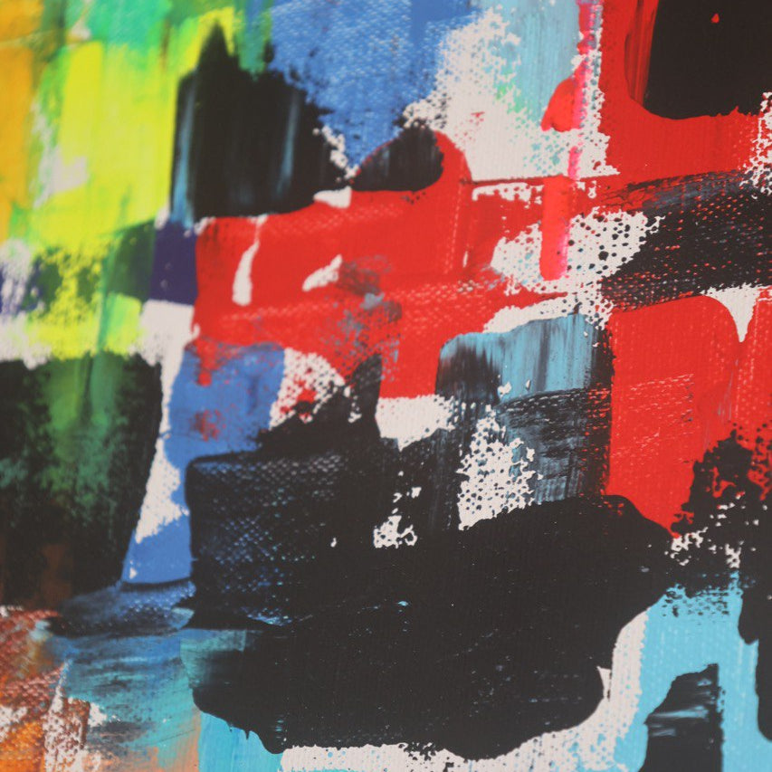 Bright abstract painting with colorful geometric brushstrokes – Lily Glow Decor