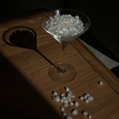 Pearl martini glass candle with wax pearls – Lily Glow Decor