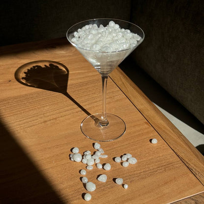 Pearl martini glass candle with wax pearls – Lily Glow Decor