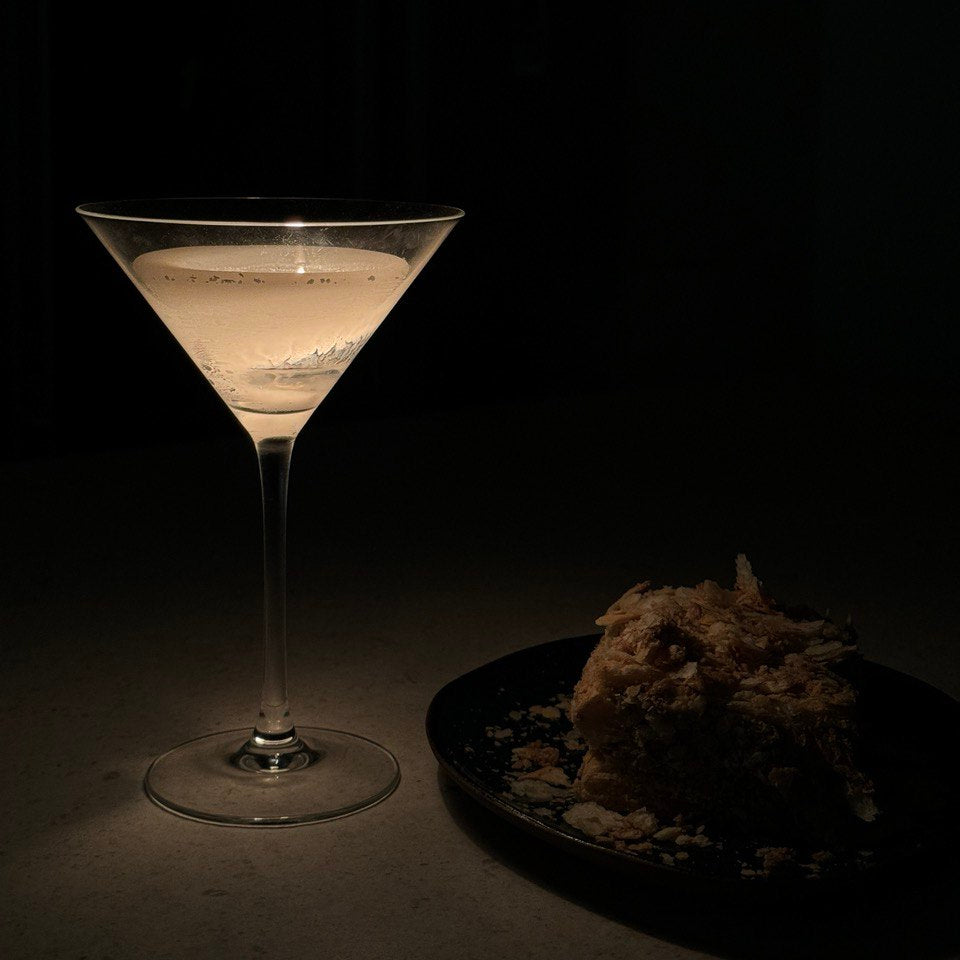 Pearl martini glass candle with wax pearls – Lily Glow Decor
