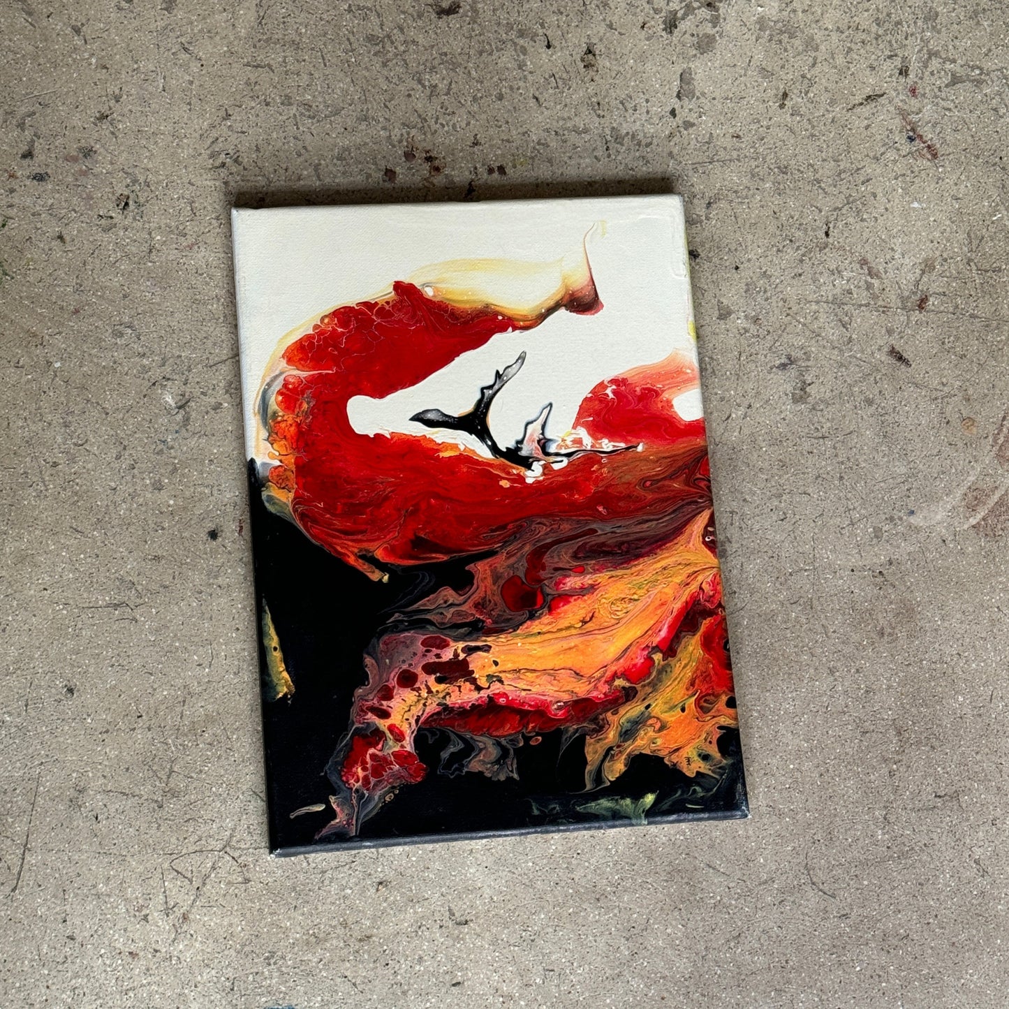 Abstract fluid painting in red, orange and black tones – Lily Glow Home Decor