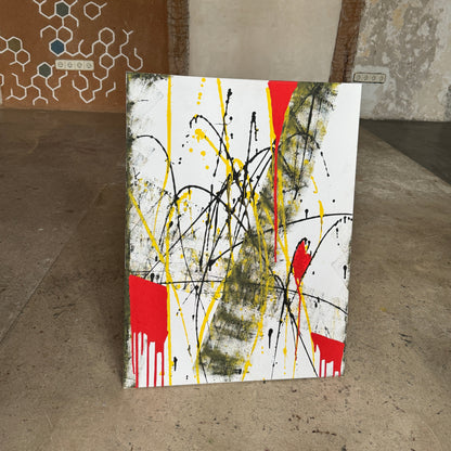 Abstract canvas with red, yellow and black splashes – Lily Glow Decor