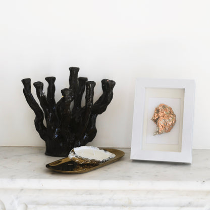 Gold metal candleholder with seashell candle – Lily Glow Decor
