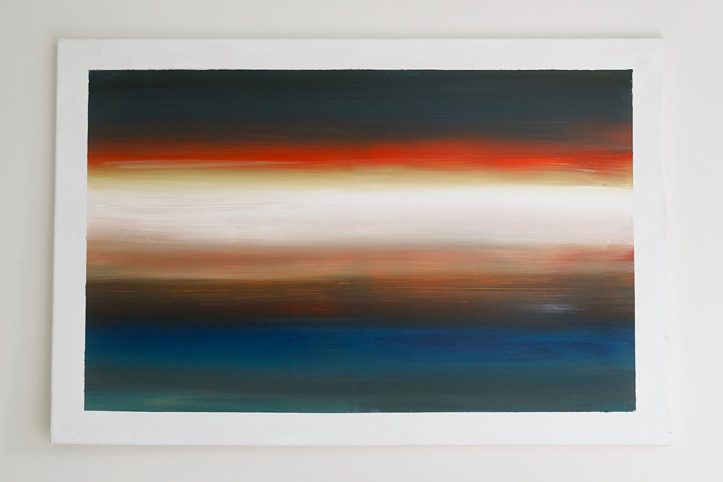 Large horizontal abstract painting with soft gradient tones by Lily Glow Decor