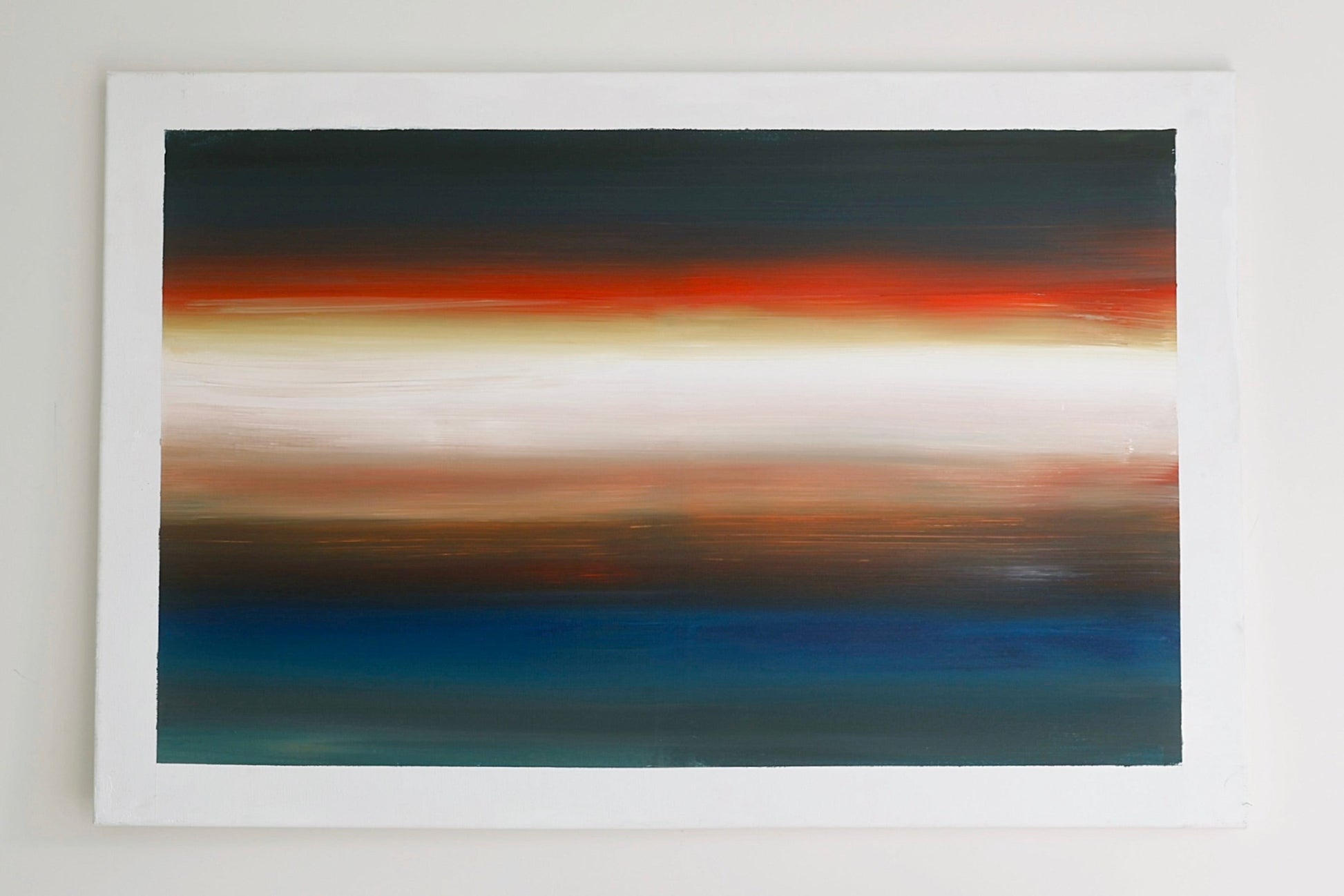 Large horizontal abstract painting with soft gradient tones by Lily Glow Decor