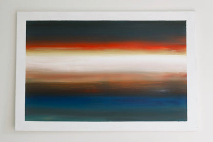 Large horizontal abstract painting with soft gradient tones by Lily Glow Decor