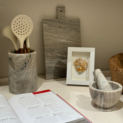 Natural oyster shell in white frame, coastal wall accent | Lily Glow Decor
