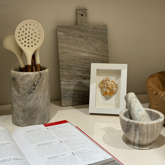 Natural oyster shell in white frame, coastal wall accent | Lily Glow Decor