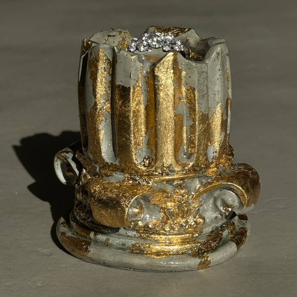 Golden concrete column holder for candles, rings or decor – Lily Glow Home Decor