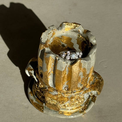 Golden concrete column holder for candles, rings or decor – Lily Glow Home Decor