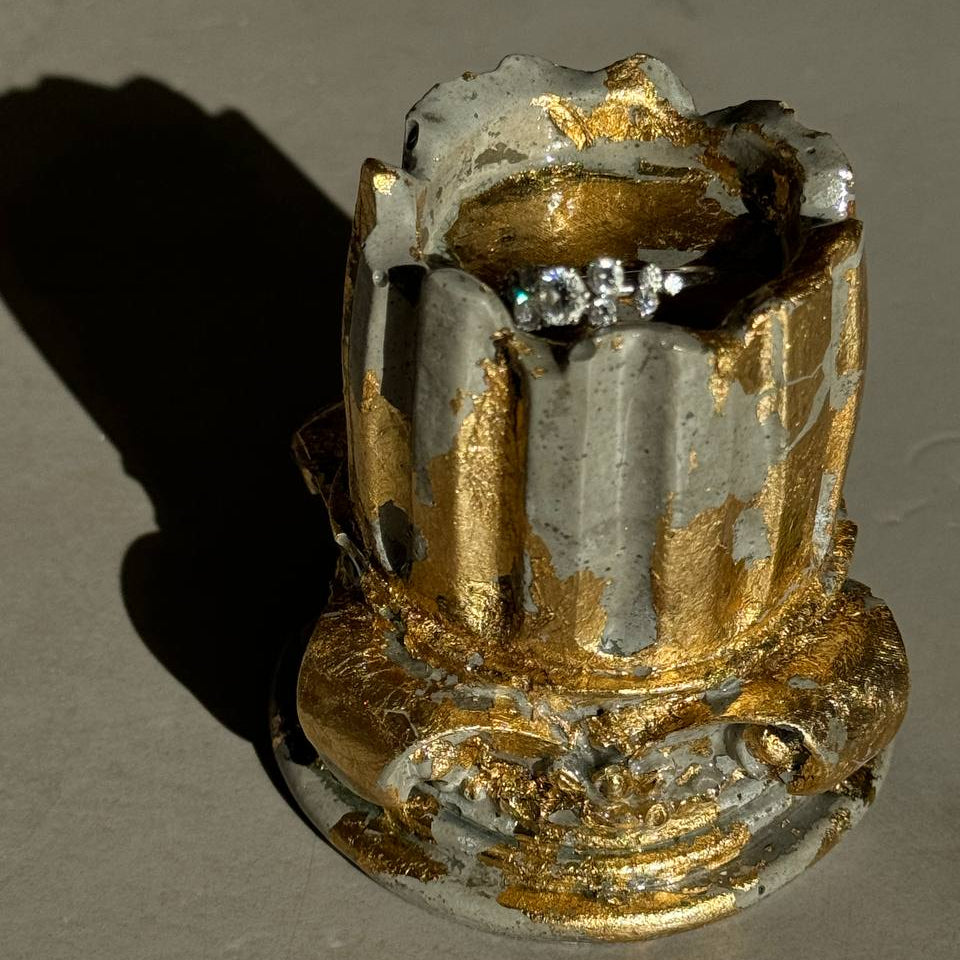 Golden concrete column holder for candles, rings or decor – Lily Glow Home Decor