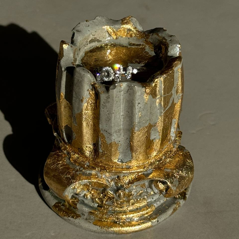 Golden concrete column holder for candles, rings or decor – Lily Glow Home Decor