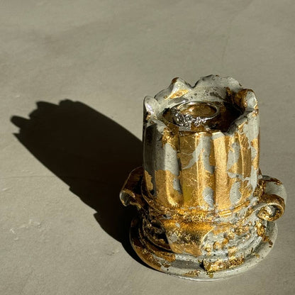 Golden concrete column holder for candles, rings or decor – Lily Glow Home Decor