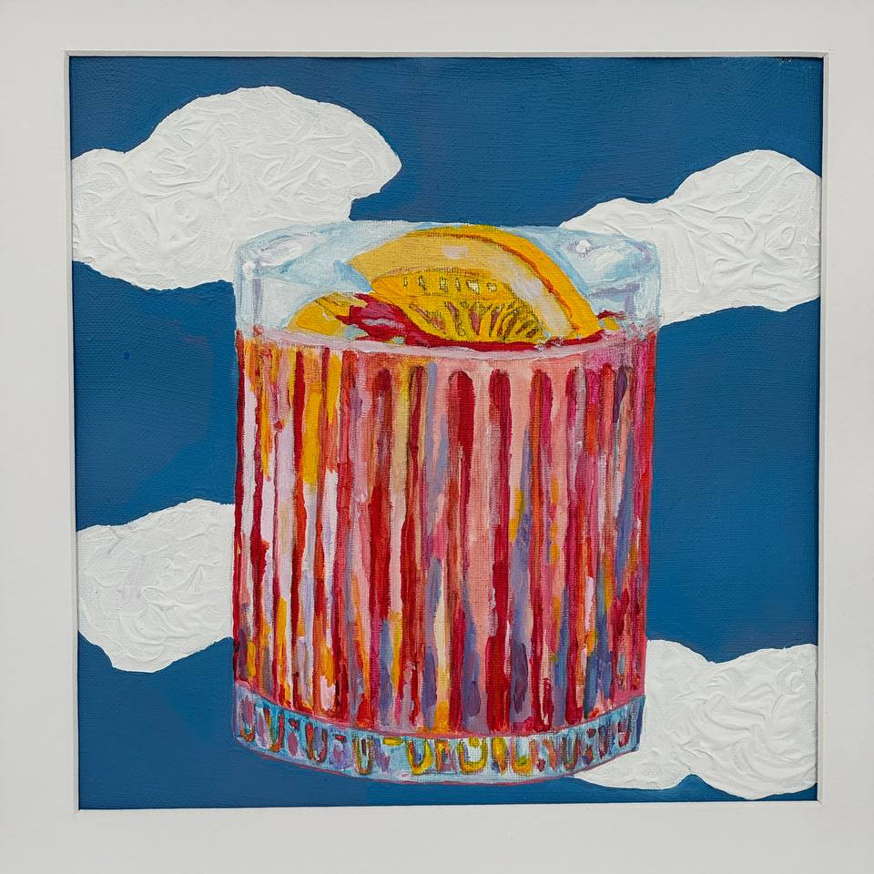 Framed colorful cocktail painting with lemon and sky background – Lily Glow Home Decor