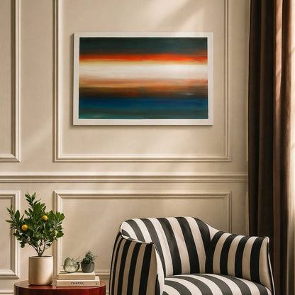 Large horizontal abstract painting with soft gradient tones by Lily Glow Decor