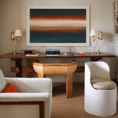 Large horizontal abstract painting with soft gradient tones by Lily Glow Decor