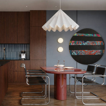 Round abstract painting with colorful splashes and black stripes by Lily Glow Decor