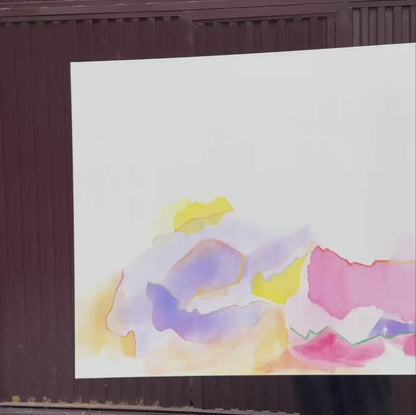Soft abstract painting with pastel colors in pink, yellow and lavender tones – Lily Glow Decor