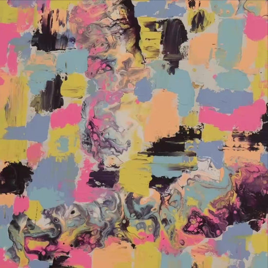 Abstract painting with wolf and colorful brushstrokes – Lily Glow Decor