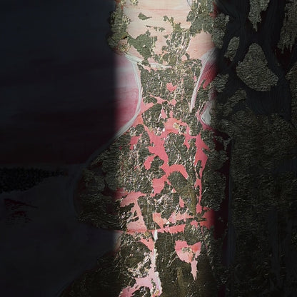 Abstract feminine silhouette with gold leaf on pink canvas – Lily Glow Home Decor